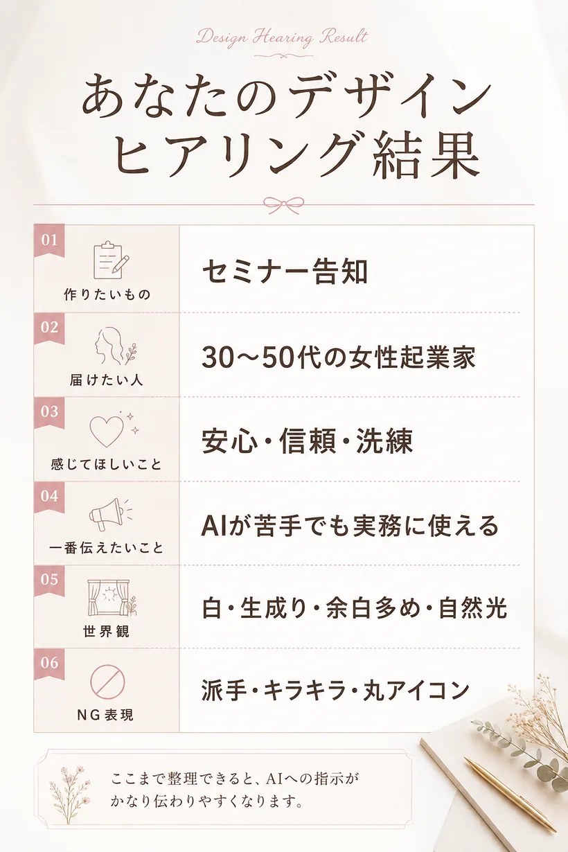 整理した内容の例
